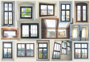 Das Haus der verschiedenen Fenster - Eine kleine Auswahl der verschiedenen Fenster in der Außenstelle des Landratsamtes in Werdau. 