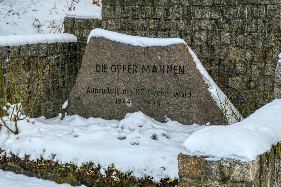 Das Werk der Woche - zum Tag des Gedenkens an die Opfer des Nationalsozialismus: Gedenkstein in Penig - Gedenkstein am ehemaligen Außenlager des KZ Buchenwald in Penig.