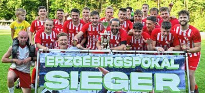 David bringt Goliath ins Wanken - Der Fußball-Erzgebirgspokal-Sieger 2023 heißt FC Stollberg. Im Finale bezwang der FCS den VfB Grünhain-Beierfeld nach Elfmeterschießen. 