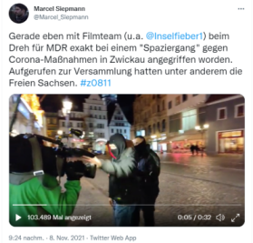 Demo gegen Corona-Maßnahmen in Zwickau: MDR-Kamerateam angegriffen - Ein Video des Vorfalls wurde in den Sozialen Medien zahlreich geteilt.