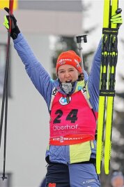 Denise Hermann-Wick: "Einmalig, hier zu gewinnen" - Jubel ohne Grenzen: Denise Herrmann-Wick, die Weltmeisterin im Biathlon-Sprint. 