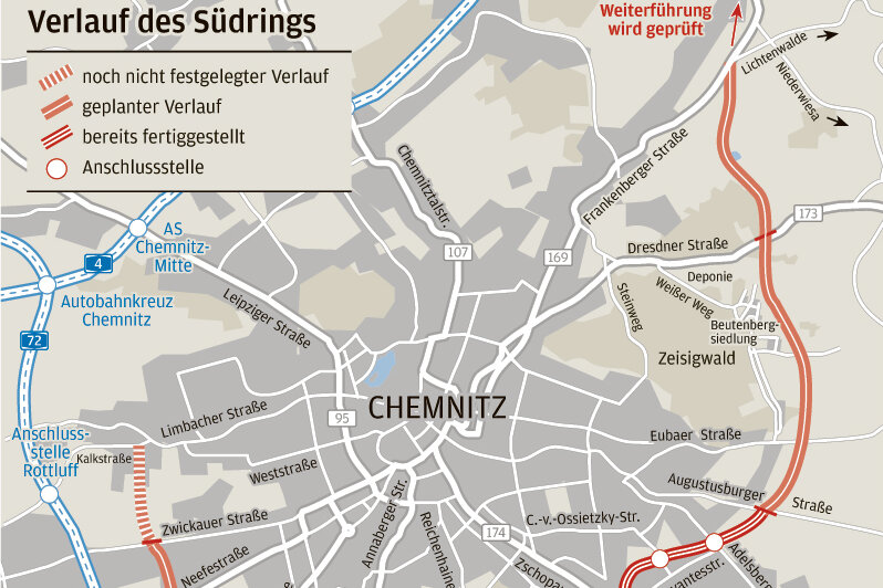 Der Chemnitzer Südring in der Warteschleife - 