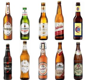 Verschiedene Formen von Bierflaschen im Jahr 2012