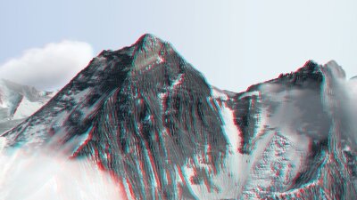 Der Gigant hat einen Riss bekommen - Alixvon Melle - Die Südseite mit dem 8516 Meter hohen Lhotse (rechts), dem Südsattel (Mitte) und dem Everest-Gipfel als 3D-Motiv.