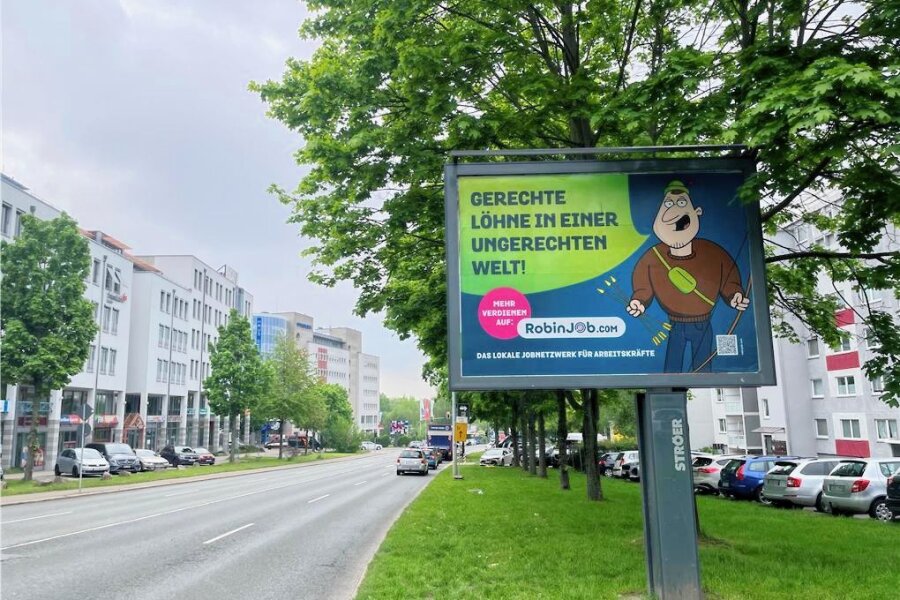 Der Kampf um die Job-App-Herrschaft in Chemnitz - Für das Jobportal Robin-Job wird gerade in Chemnitz mit dem Slogan "Gerechte Löhne in einer ungerechten Welt" geworben. 