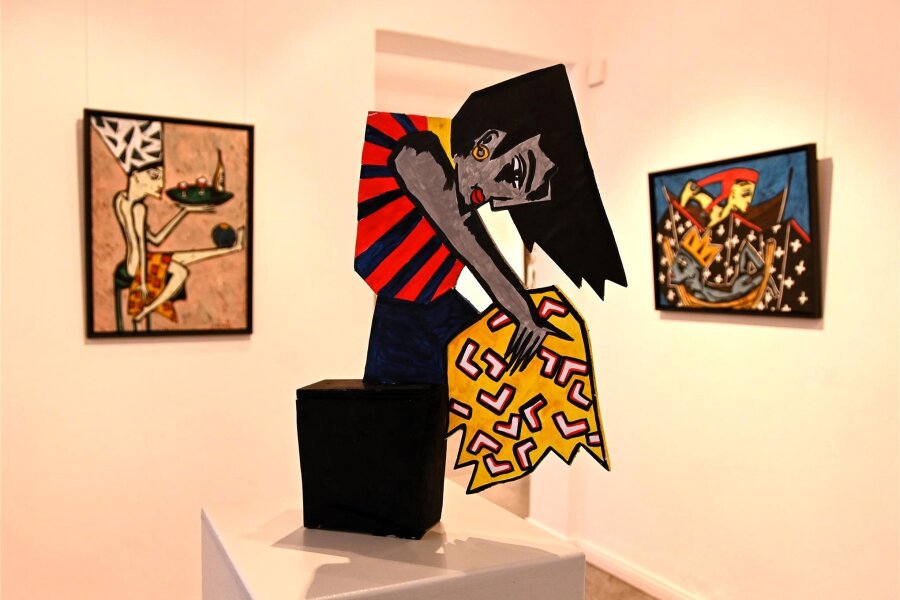Der Künstler ist anwesend: Klaus Süß mit „Druckkraft“ im Gellert-Museum - Blick in die Sonderausstellung mit Arbeiten von Klaus Süß im Gellert-Museum in Hainichen.