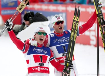"Der Langlauf wohnt in unserer Seele" - Trond Nystad - Die Nummer 1 in der Welt: Die Norweger Finn Haagen Krogh und Petter Northug nach ihrem Sieg im Teamsprint.