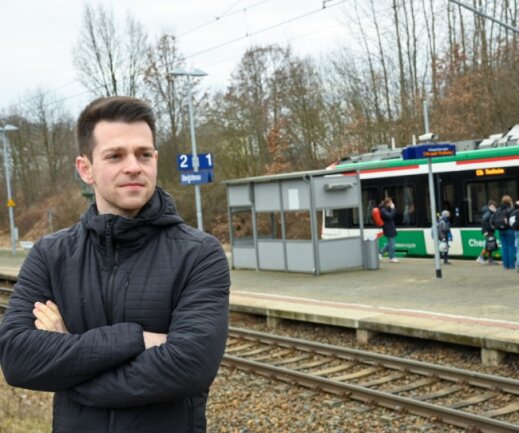 Der Lichtenauer Botschafter in Berlin - Philipp Hartewig auf dem Bahnhof Oberlichtenau. Von dort ging es nach Chemnitz, Mittweida und in die Welt.