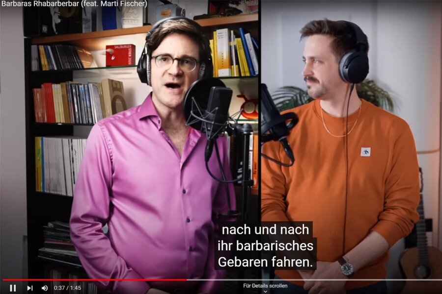 Deutsch-Reim: Warum „Barbaras Rhabarberbar“ gerade weltweit viral geht - Mit einem Zungenbrecher zum Welterfolg: Bodo Wartke (l.) und Marti Fischer.