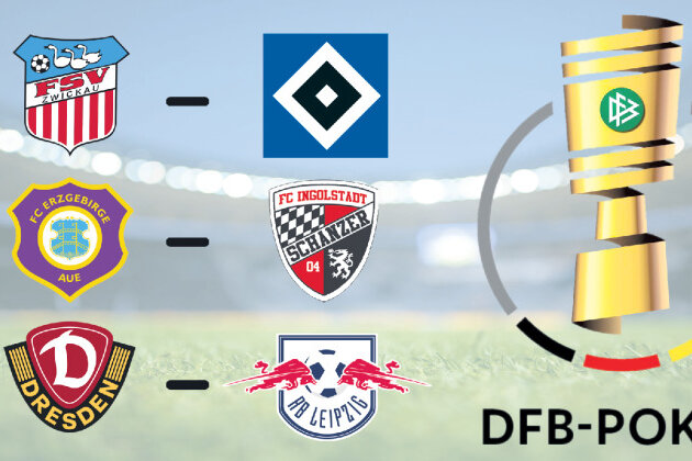Torsten Ziegner - Diese Begegnungen mit sächsischer Beteiligung wurden in der Nacht zu Sonntag ausgelost. Zudem wurde das neue Logo des DFB-Pokals (r.) präsentiert.