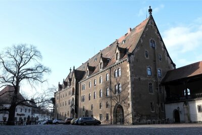 Die AfD wollte einziehen: Stiftung kauft Kornhaus in Meißen - Das Kornhaus auf dem Domplatz in Meißen im Dezember 2023. Das Dach wurde an vielen Stellen geflickt.