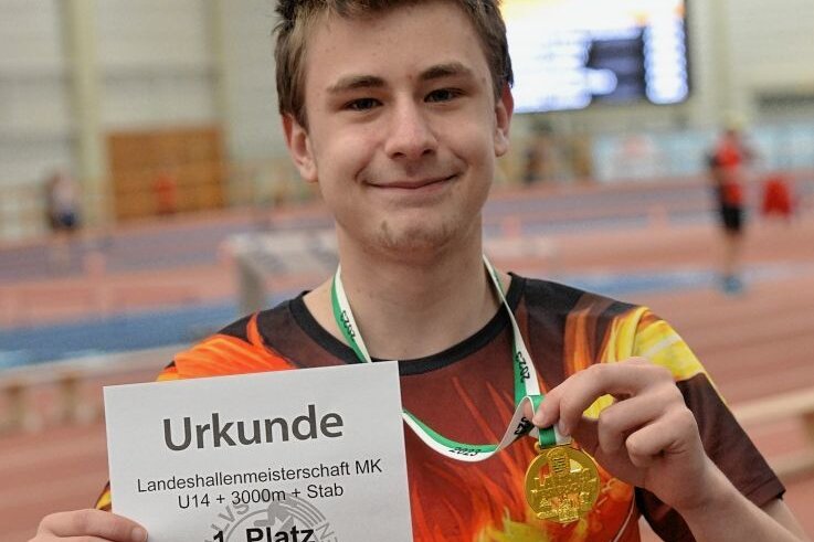 Die ersten Normen werden erfüllt - Mit 3,41 Metern sprang Loki Herrmann von Vorwärts Frankenberg beim 28.Walter-Herrmann-Meeting in Chemnitz am höchsten. Im Januar war er auch Hallenlandesmeister der U 14 geworden. 