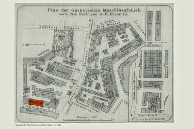 Die Mär vom Lokomotivenbau in der Hartmannfabrik Chemnitz - Plan der Sächsischen Maschinenfabrik vormals Richard Hartmann AG um 1900 aus dem Archiv von Eberhard Fiebig.
