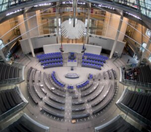 "Die Ordnungsrufe im Bundestag werden zunehmen" -  Der Plenarsaal des Bundestages - künftig werden sieben Parteien vertreten.            