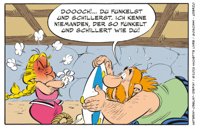 Ein Panel aus dem 40. Asterix-Album «Asterix - Die Weiße Iris».