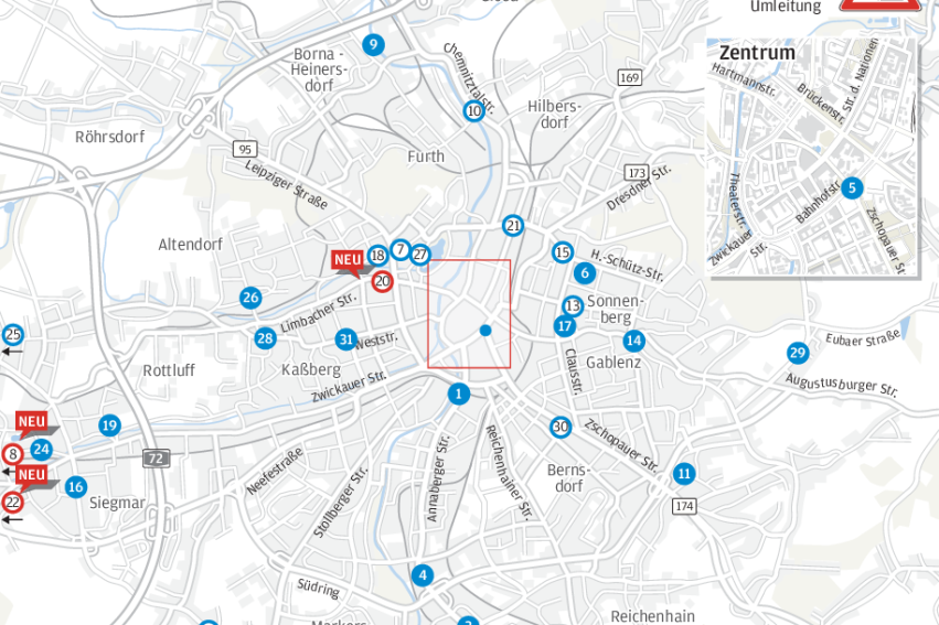 Diese Baustellen sorgen für Einschränkungen in Chemnitz