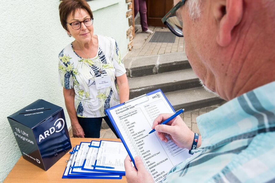 Doppelte Stimmenabgabe: ARD sammelt in Olbernhau Daten zur Europawahl - Sonja Richter-Müller war am Wahltag im Auftrag von Infratest Dimap in Niederneuschönberg unterwegs.