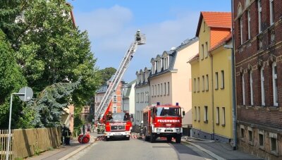 Drei Leichtverletzte bei Wohnungsbrand - Im Dach eines Reihenhauses an der Culitzscher Straße in Wilkau-Haßlau gab es Sonntagmittag einen Brand. Kameraden aus fünf Feuerwehren rückten aus. 
