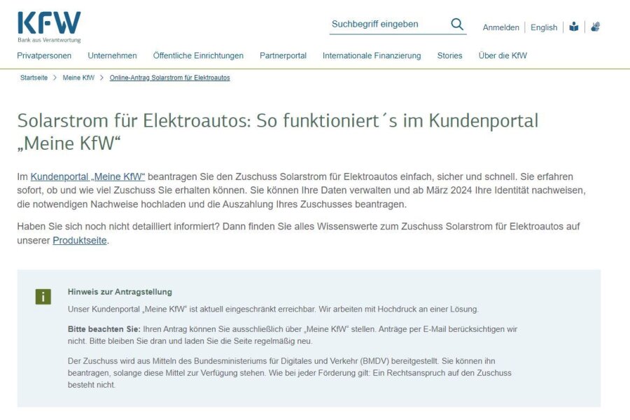 E-Auto-Förderung: Tausende Antragsteller gehen leer aus - Die Website für dass KfW-Förderprogramm für Elektroautos war am Dienstag zeitweise down.