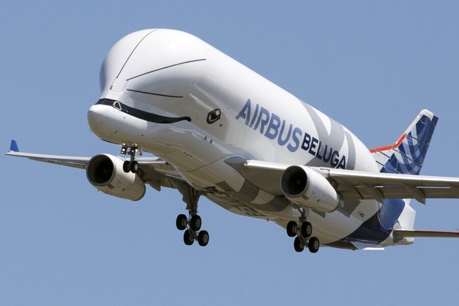 Ein neuer Wal am Himmel: Airbus-Transporter BelugaXL hebt erstmals ab - Der Airbus BelugaXL bereitet sich nach seinem Jungfernflug auf die Landung auf dem Flughafen Toulouse-Blagnac vor.