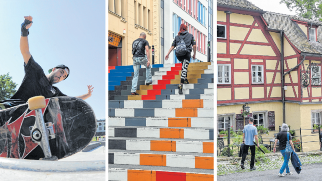 Ein neues Chemnitzbuch - zum Glück - Drei von 80 Chemnitzer Glücksorten hat der Fotograf Andreas Seidel aufgesucht und seine Impressionen festgehalten: die Konkordiapark-Skate-Session, die Bunte Treppe am Sonnenberg und das Kellerhaus in Schloßchemnitz.
