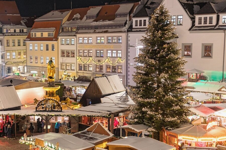Eine Tanne überragt alle: Wer hat denn nun in Mittelsachsen den Größten? - Der Weihnachtsbaum auf dem Freiberger Christmarkt wurde mit 14,43 Metern vermessen. Damit ist er "nur" der Zweihöchste in Mittelsachsen. 