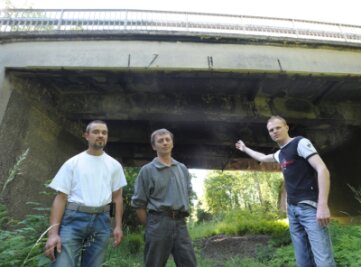 Eisenbahnfreunde unter der Eisenbeton-Rahmenbrücke