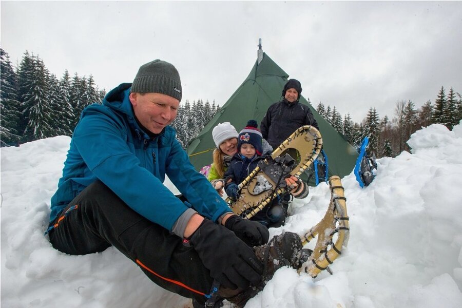Eiskaltes Camping im Erzgebirge - 