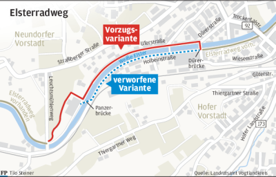 Elsterradweg in Plauen: Lückenschluss mit eingebautem Umweg - 