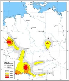 Erdbeben - wie gefährdet ist Sachsen? - Karte der Erbebengefährdung in Deutschland nach DIN EN 1998:2010-12.