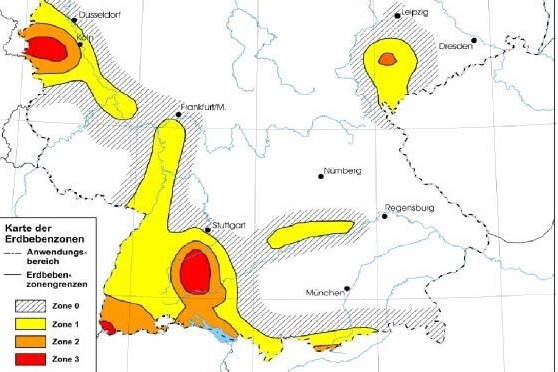 Erdbeben - wie gefährdet ist Sachsen? - Karte der Erbebengefährdung in Deutschland nach DIN EN 1998:2010-12.
