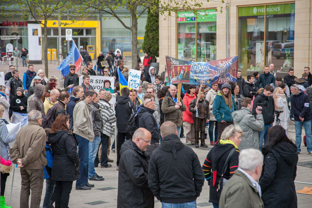 Ex Pegida-Sprecherin Kathrin Oertel bei Demonstration gegen Freihandelsabkommen in Chemnitz - 