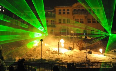 Lasershow auf Klingenthaler Marktplatz
