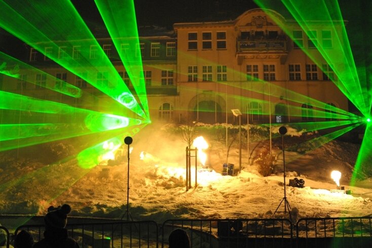 Lasershow auf Klingenthaler Marktplatz