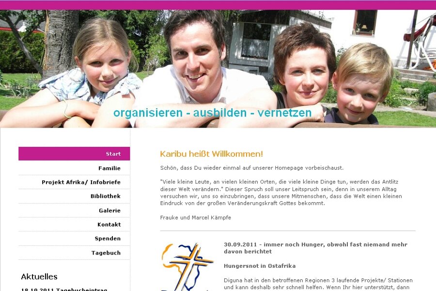 Experiment Afrika - Familie bereitet sich auf Abschied vor - Die Familie Kämpfe informiert auf ihrer Internetseite über ihr Projekt - unter www.wirkaempfes.de.