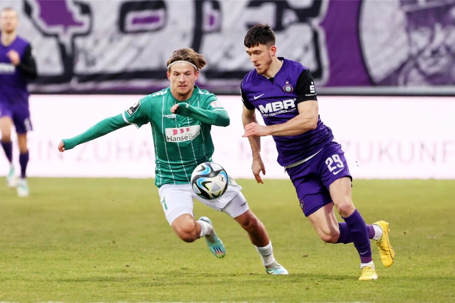 FC Erzgebirge Aue: Pepic zurück im Training, Rosenlöcher fällt verletzungsbedingt aus - Linus Rosenlöcher, hier in Aktion gegen den VfB Lübeck, wird den Veilchen fehlen.