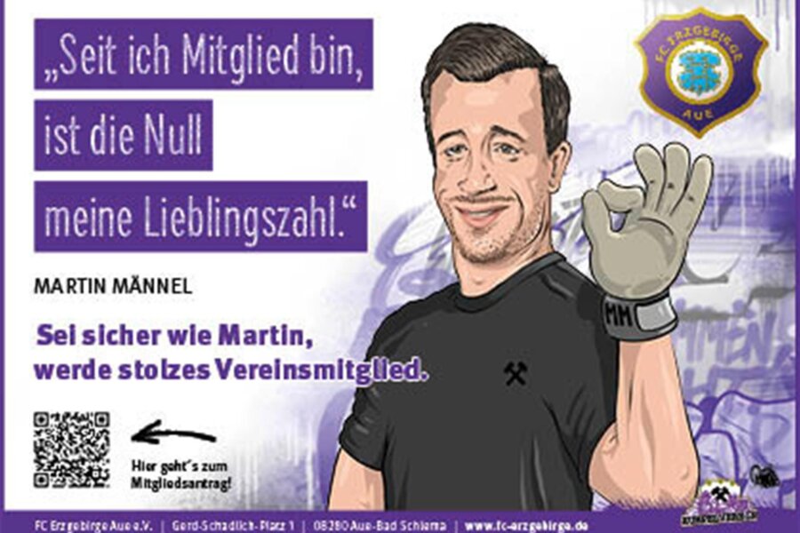 FC Erzgebirge Aue startet Motiv-Kampagne zur Steigerung der Mitlgiederzahlen - Mannschaftskapitän und Vereinslegende Martin Männel ist das erste Motiv der Kampagne.
