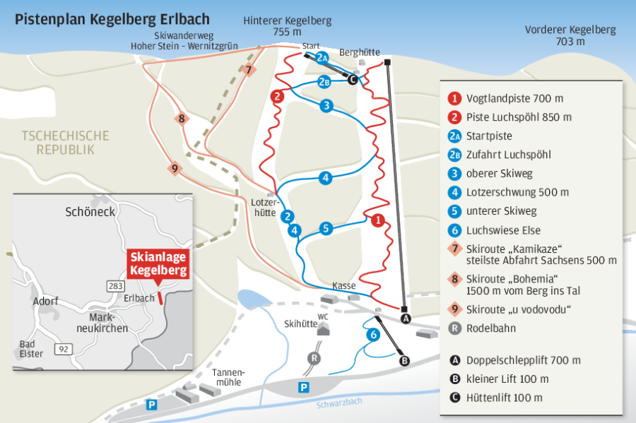 Feuertaufe für Neuerungen im Skigebiet Kegelberg Erlbach - Pistenplan Kegelberg Erlbach