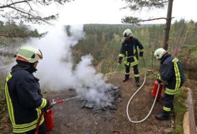 Feuerwehr zu Lagerfeuer im Oberwald gerufen - 