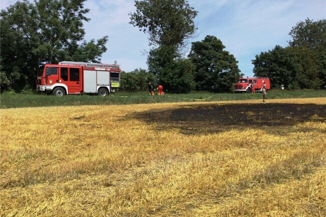 Feuerwehren rücken zu Feldbrand zwischen Mittelsaida und Großwaltersdorf aus - Ein Stoppelfeld zwischen Mittelsaida und Großwaltersdorf war in Brand geraten.
