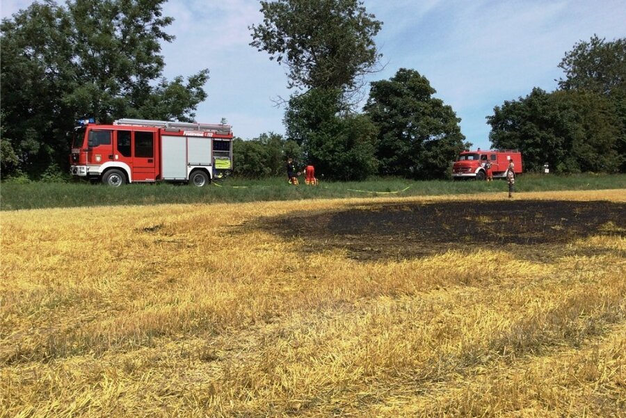 Feuerwehren rücken zu Feldbrand zwischen Mittelsaida und Großwaltersdorf aus - Ein Stoppelfeld zwischen Mittelsaida und Großwaltersdorf war in Brand geraten.