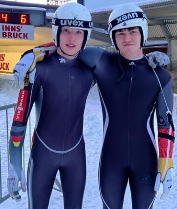 Starker Einstand in den Weltcup: Max Trippner aus Chemnitz und Paul Kunze aus Bärenstein kamen als zweitschnellstes A-Jugend-Doppel in Innsbruck ins Ziel. 