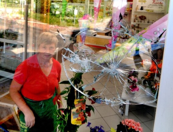 <p class="artikelinhalt">Unbekannte haben diese Schaufensterscheibe und vier weitere am Blumengeschäft der Gärtnerei Franke in Frankenberg zerschossen.</p>