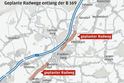 Frankenberg tritt für Radfahrer in die Pedale - In einem gemeinsamen Brief wollen sich Chemnitz, Frankenberg und Hainichen für Radwege entlang der Bundesstraße B 169 aussprechen. 