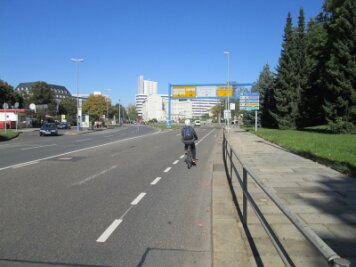 Frankenberger Straße erhält Schutzstreifen für Radfahrer - An der Zschopauer Straße können Radler bereits auf dem Schutzstreifen fahren.
