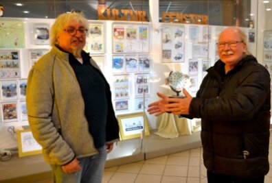Frecher Franzose lässt Karikaturen sprechen - Alain Bonnas (links) und Heinz Tonndorf laden zum 13. Kultur-Fenster in die Kolonnaden ein. 