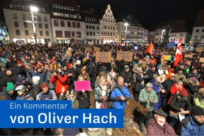 Freiberg zeigt: Die AfD hat in Sachsen noch nicht gewonnen - Kundgebungen auf dem Obermarkt in Freiberg. Foto: Eckardt Mildner