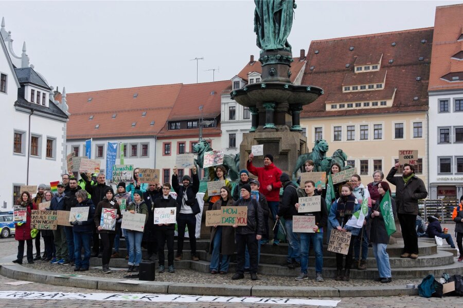 Fridays For Future: Klimastreik auf Freiberger Obermarkt - Rund 50 Demonstrierende nahmen am Klimastreik von Fridays For Future und Verdi in Freiberg teil.