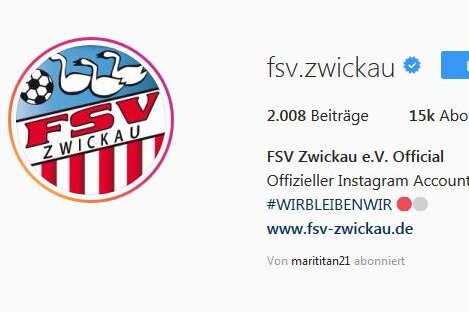FSV Zwickau in der Social-Media-Tabelle auf Platz 16 - 