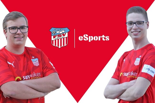 Sascha Hendel (l.) und Marcel Gramann bilden das neue FIFA-Team des FSV Zwickau.